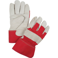 Red & White Winter-Lined Fitters Gloves, Large, Grain Cowhide Palm, Boa Inner Lining Duraquip Inc