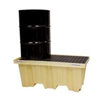 Nestable 2-Drum Poly-Spillpallet Without Drain, 66 US gal. Spill Capacity, 51" x 26" x 21" Duraquip Inc