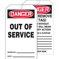Tags By-The-Roll Safety Tags, Cardstock, 3" W x 6-1/4" H, English Duraquip Inc