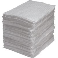 Feuilles absorbantes en fibres fines de calibre industriel, Huile seulement, 15" x 17", 40 gal. d'absorption Duraquip Inc