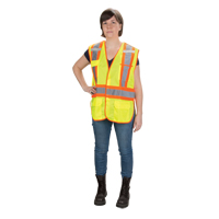 CSA Compliant High Visibility Surveyor Vest, High Visibility Lime-Yellow, Medium, Polyester Duraquip Inc