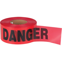 Ruban pour barricade Danger, Bilingue, 3" la x 1000' lo, 1,5 mil, Noir/rouge Duraquip Inc