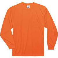 GloWear 8091 Non-Certified Long Sleeve T-Shirt, Polyester, Small, High Visibility Orange Duraquip Inc