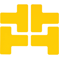 Floor Corner Marks, T, 5" L x 2" W, Yellow, Polyester Duraquip Inc