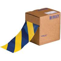 ToughStripe&reg; Floor Marking Tape, 4" x 100', Polyester, Blue and Yellow Duraquip Inc