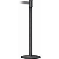Slimline TensaBarrier&reg; Barrier Post, Steel, 38" H, Black Tape, 7.5' Tape Length Duraquip Inc