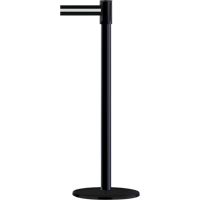 Slimline TensaBarrier&reg; Barrier Post, Steel, 38" H, Black/White Tape, 7.5' Tape Length Duraquip Inc