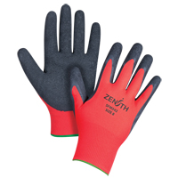 Gants enduits &agrave; prise cr&ecirc;p&eacute;e noir & rouge, 8/Moyen, R&ecirc;vetement Latex de caoutchouc, Calibre 13, Enveloppe en Polyester Duraquip Inc
