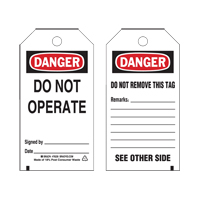 Lockout Tags, Plastic, 3" W x 5-3/4" H, English Duraquip Inc