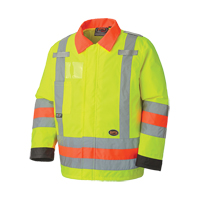 6037 Traffic Control Waterproof Safety Jacket, Polyester, High Visibility Lime-Yellow, X-Small Duraquip Inc