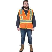 Flame-Resistant Surveyor Vest, High Visibility Orange, Medium, Polyester Duraquip Inc