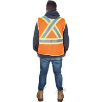 Flame-Resistant Surveyor Vest, High Visibility Orange, Medium, Polyester Duraquip Inc
