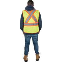 Flame-Resistant Surveyor Vest, High Visibility Lime-Yellow, Medium, Polyester Duraquip Inc