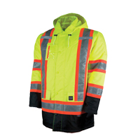 Lined Safety Parka, High Visibility Lime-Yellow, Large Duraquip Inc