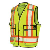 Surveyor Safety Vest, High Visibility Lime-Yellow, X-Large, Polyester Duraquip Inc