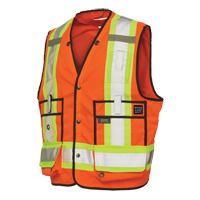 Surveyor Safety Vest, High Visibility Orange, Large, Polyester Duraquip Inc