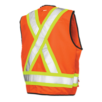 Surveyor Safety Vest, High Visibility Orange, Large, Polyester Duraquip Inc