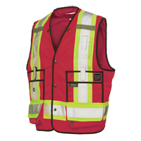 Surveyor Safety Vest, Red, Large, Polyester Duraquip Inc