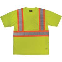 Short-Sleeved Safety T-Shirt with Pocket, Polyester, Large, High Visibility Lime-Yellow Duraquip Inc