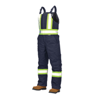Duck Lined Safety Overalls, Cotton, Large, Navy Blue Duraquip Inc