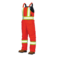 Duck Lined Safety Overalls, Cotton, Large, High Visibility Orange Duraquip Inc