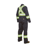 Unlined Safety Coveralls, Large, Navy Blue Duraquip Inc
