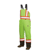Lined Safety Overalls, Polyester/Polyurethane, Large, High Visibility Lime-Yellow Duraquip Inc