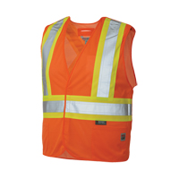 5-Point Tearaway Safety Vest, High Visibility Orange, Large/X-Large, Polyester Duraquip Inc