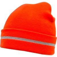 Bonnet en tricot haute visibilit&eacute; avec bande r&eacute;fl&eacute;chissante, Orange haute visibilit&eacute;, Acrylique Duraquip Inc