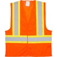 Traffic Safety Vest, High Visibility Orange, Medium, Polyester Duraquip Inc