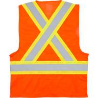 Traffic Safety Vest, High Visibility Orange, Medium, Polyester Duraquip Inc