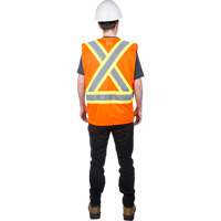 Traffic Safety Vest, High Visibility Orange, Medium, Polyester Duraquip Inc