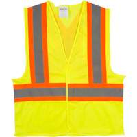 Traffic Safety Vest, High Visibility Lime-Yellow, Medium, Polyester Duraquip Inc