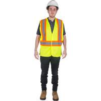 Traffic Safety Vest, High Visibility Lime-Yellow, Medium, Polyester Duraquip Inc