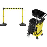 PLUS Barrier Post Cart Kit with Tray, 75' L, Metal, Yellow Duraquip Inc
