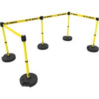 PLUS Barrier Post Set X5, Plastic, 42" H, Yellow Tape, 15' Tape Length Duraquip Inc