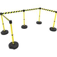 PLUS Barrier Post Set X5, Plastic, 42" H, Yellow Tape, 15' Tape Length Duraquip Inc