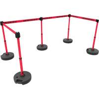Ensemble de cinq montants pour barri&egrave;re PLUS, Plastique, 42" h, Ruban Rouge, Longueur du ruban 15' Duraquip Inc