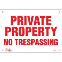 Enseigne Private Property, 7" x 10", Plastique, Anglais Duraquip Inc