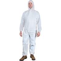 Hooded Coveralls, Medium, White, Microporous Duraquip Inc
