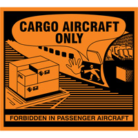 &eacute;tiquettes de manutention Cargo Aircraft Only, 4-3/4" lo x 4-1/4" la, Orange Duraquip Inc