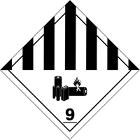 Étiquettes de manutention de matières dangereuses du département des Transports, 4" lo x 4" la, Noir sur blanc SGQ530 | Duraquip Inc