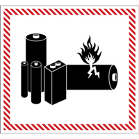 Hazardous Material Handling Labels, 4-1/2" L x 5-1/2" W, Black on Red SGQ532 | Duraquip Inc
