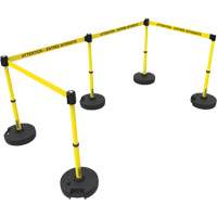 Plus Barrier Post Set, Plastic, 42" H, Yellow Tape, 15' Tape Length Duraquip Inc