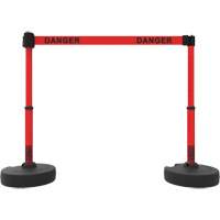 Plus Barrier Post Set, Plastic, 42" H, Red Tape, 15' Tape Length Duraquip Inc