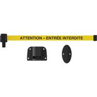Plus Wall Mount Barrier System, Plastic, Screw Mount, 15', Yellow Tape Duraquip Inc