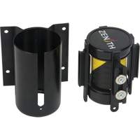 Wall Mount Barrier with Magnetic Tape, Steel, Screw Mount, 7', Black and Yellow Tape Duraquip Inc