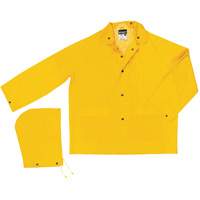 Classic Series Rain Jacket with Detachable Hood, Polyester/PVC, Large, Yellow Duraquip Inc