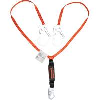 Titan Shock-Absorbing Lanyard, 6', Locking Rebar Hook Center, Locking Snap Hook Leg Ends, Polyester Duraquip Inc