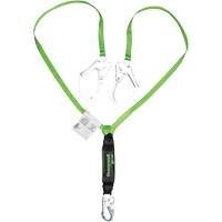 Miller&reg; HP Shock-Absorbing Lanyard, 6', Scaffold Hook Center, Locking Snap Hook Leg Ends, Polyester Duraquip Inc